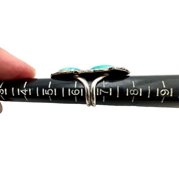 Vintage Native American Womens Mens Ring Sterling Silver Turquoise Snake HUGE - Picture 7 of 9